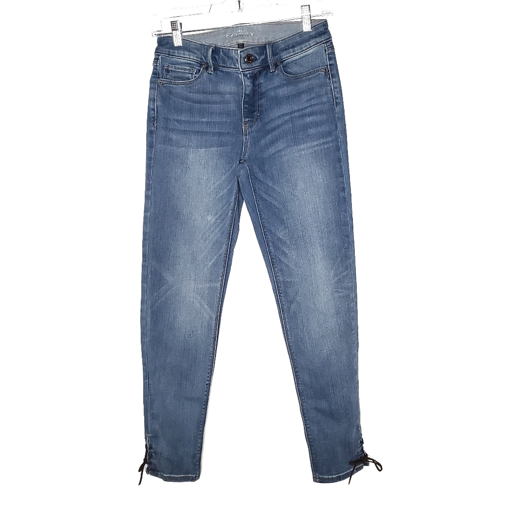 WHBM Lace Up Skinny Crop Jeans